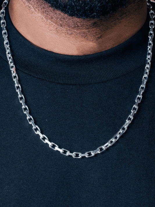 Sterling silver Forzatina chain — flat faceted links · Lukali & Co
