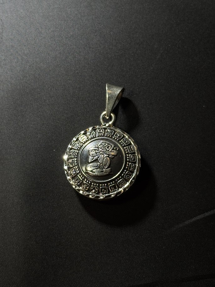 Aztec Warrior Pendant -- Solid Silver