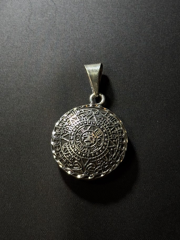 Aztec Warrior Pendant -- Solid Silver
