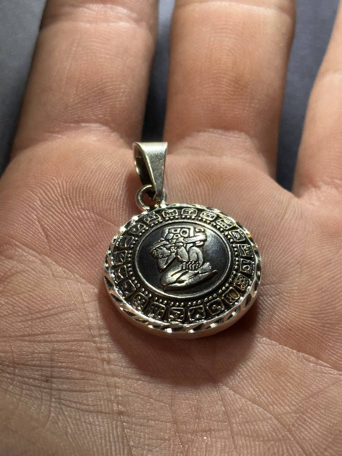 Aztec Warrior Pendant -- Solid Silver