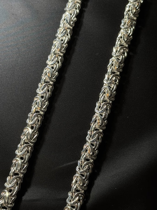 Sterling silver Byzantine chain — intricate woven links · Lukali & Co