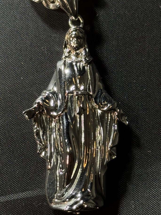 Virgin Mary Pendant -- Solid Silver