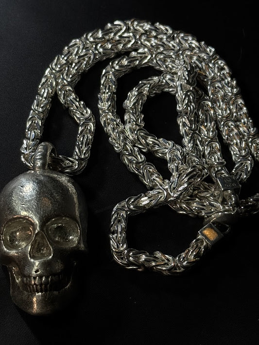 Custom Skull Pendant & Chain Set -- Solid Silver