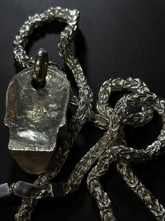 Custom Skull Pendant & Chain Set -- Solid Silver