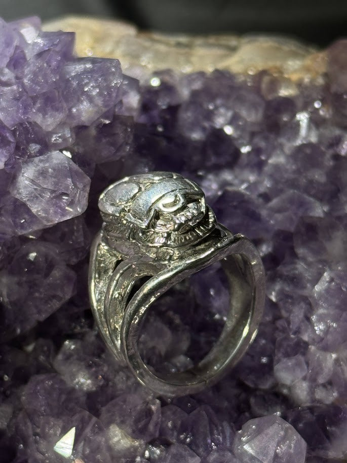 Scarab Signet Ring -- Solid Silver