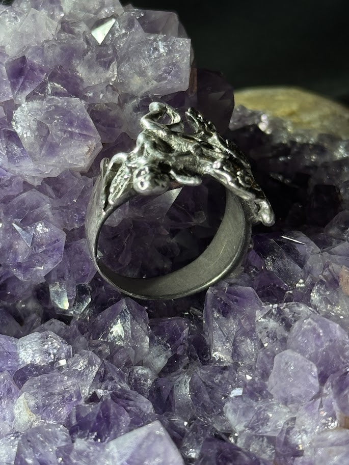 Rose & Thorn Ring -- Solid Silver