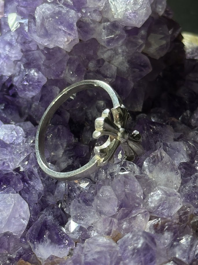 Mini Cross Ring -- Solid Silver