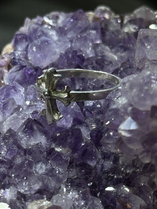 Mini Cross Ring -- Solid Silver