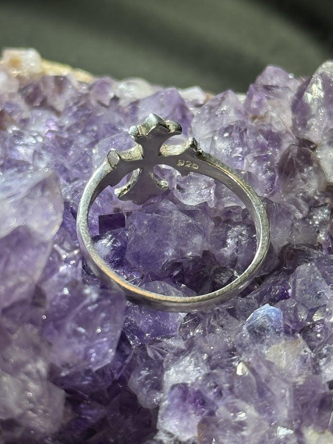Mini Cross Ring -- Solid Silver