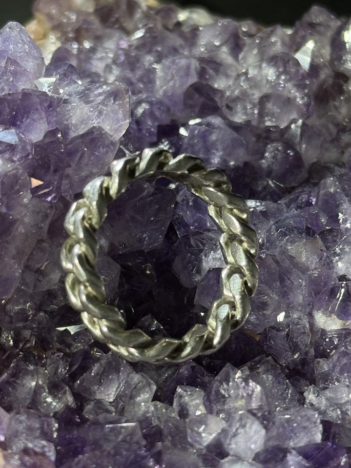 Cuban Link Ring -- Solid Silver -- Handmade