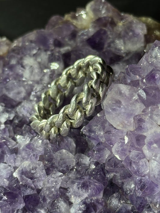 Cuban Link Ring -- Solid Silver -- Handmade
