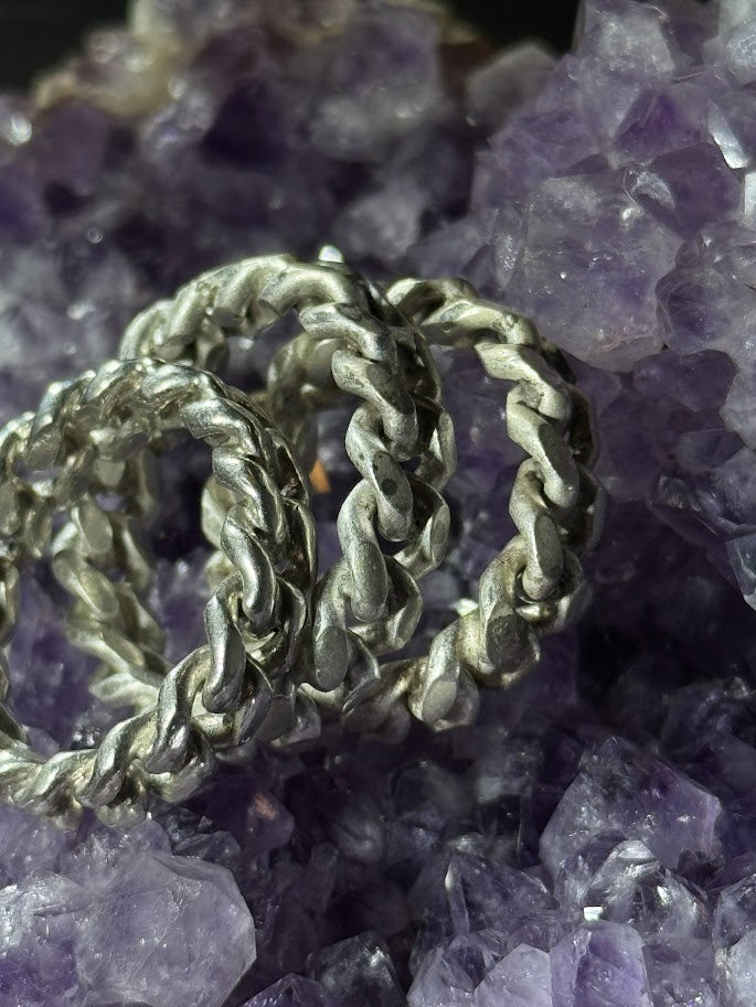 Cuban Link Ring -- Solid Silver -- Handmade