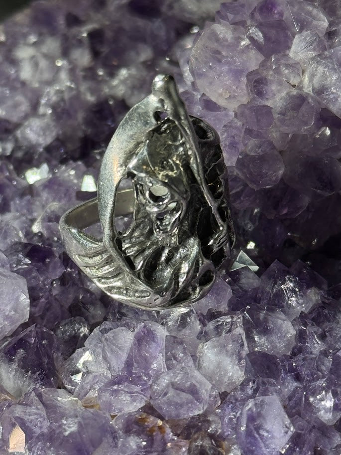 Grim Reaper Ring -- Solid Silver