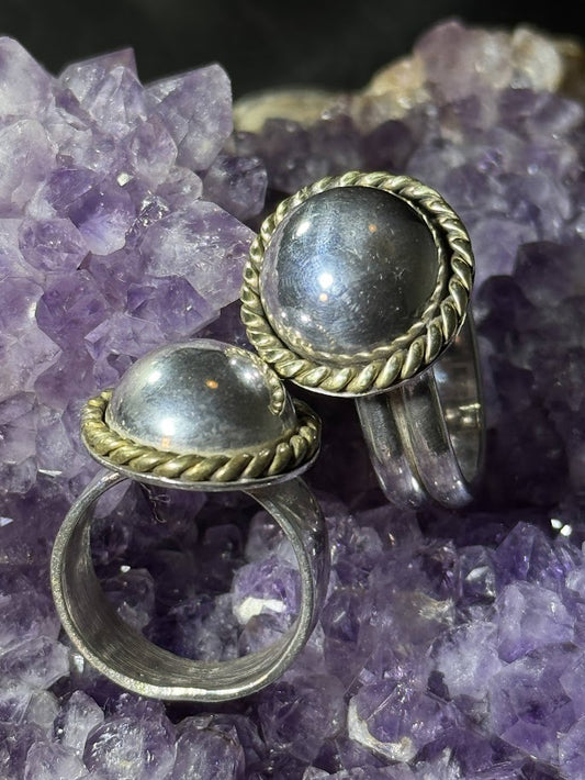 Dome Crown Ring -- Solid Silver