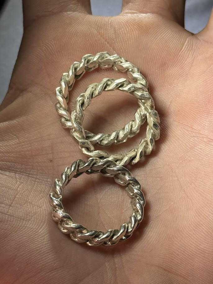 Cuban Link Ring -- Solid Silver -- Handmade