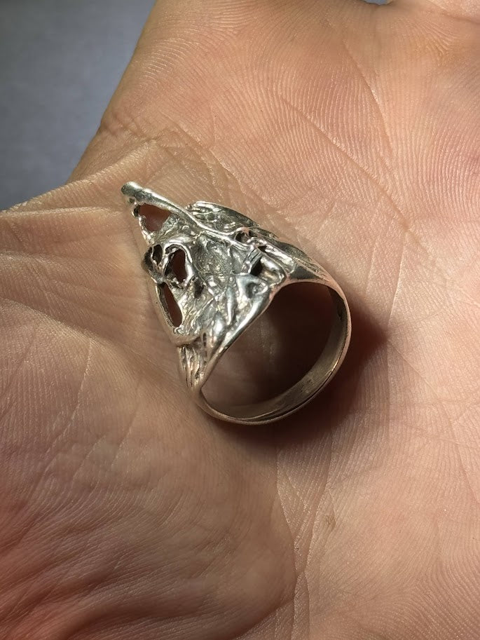 Grim Reaper Ring -- Solid Silver