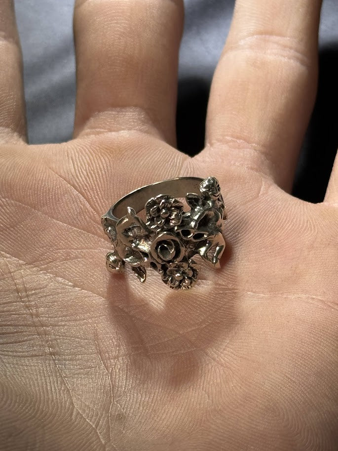 Rose & Thorn Ring -- Solid Silver