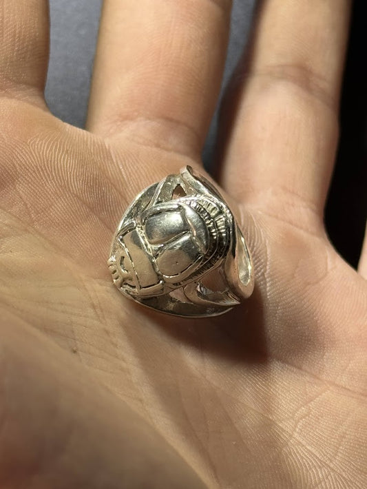 Scarab Signet Ring -- Solid Silver