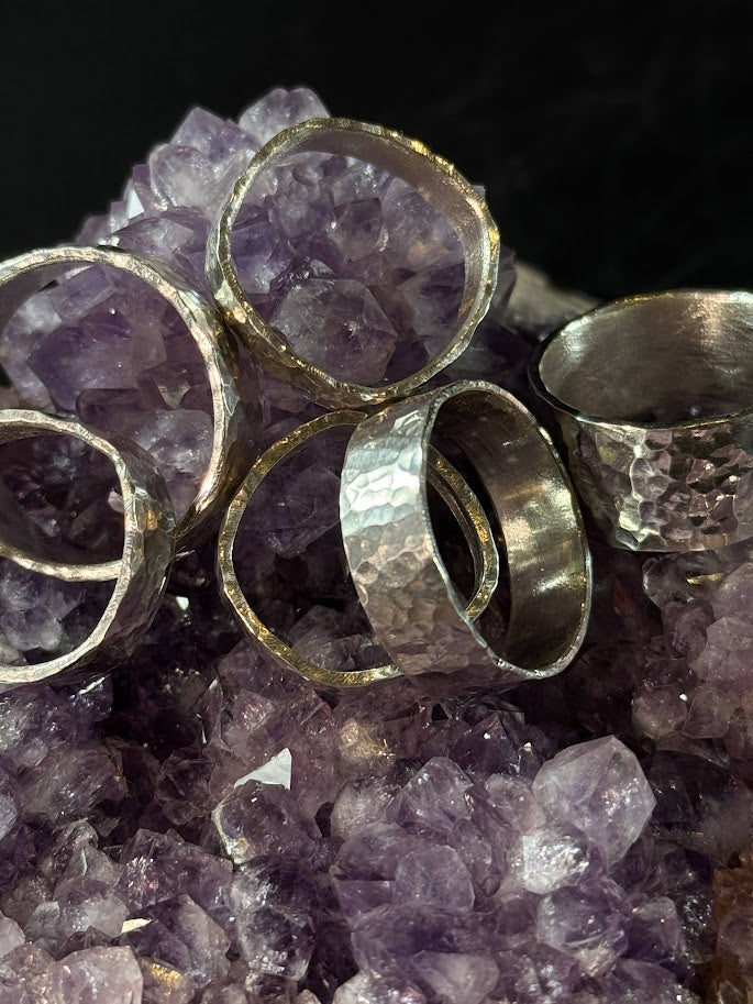 The Forge Collection – Hammered Solid Silver Bands