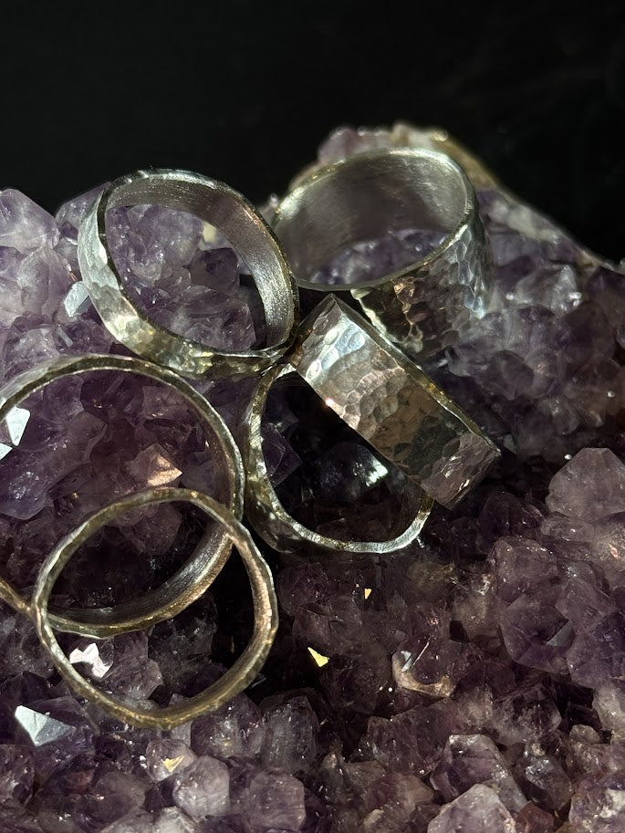 The Forge Collection – Hammered Solid Silver Bands