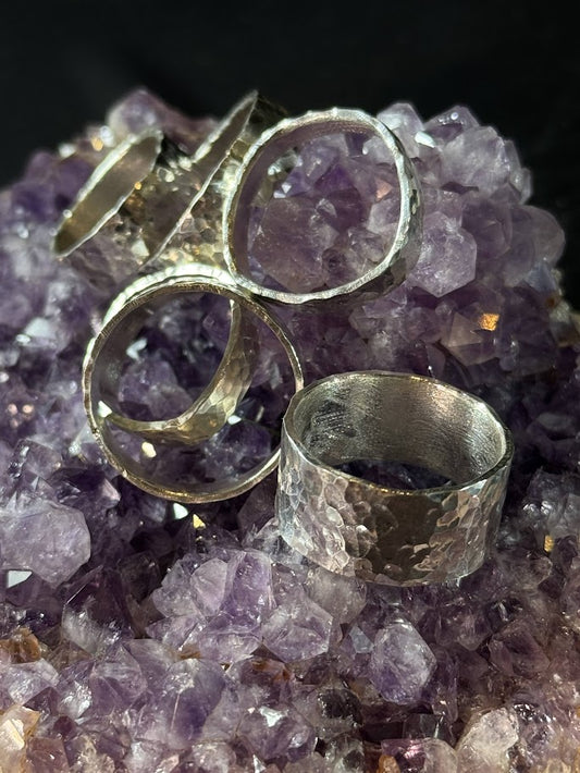 The Forge Collection – Hammered Solid Silver Bands