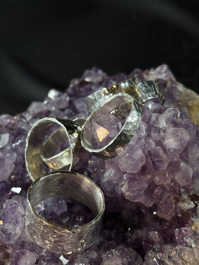 The Forge Collection – Hammered Solid Silver Bands