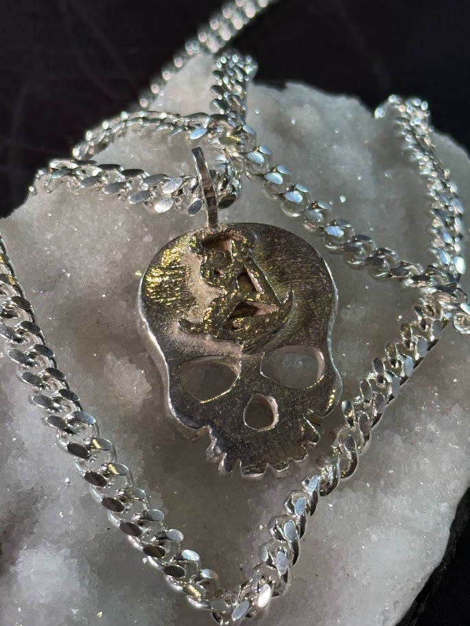 Anchor Skull Pendant -- Solid Silver