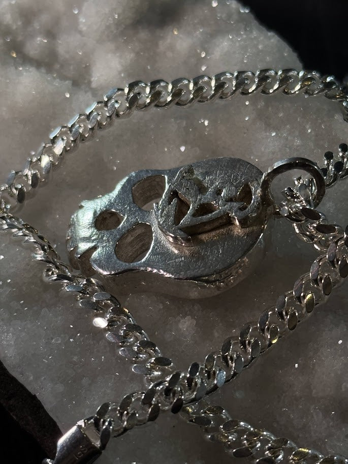 Anchor Skull Pendant -- Solid Silver