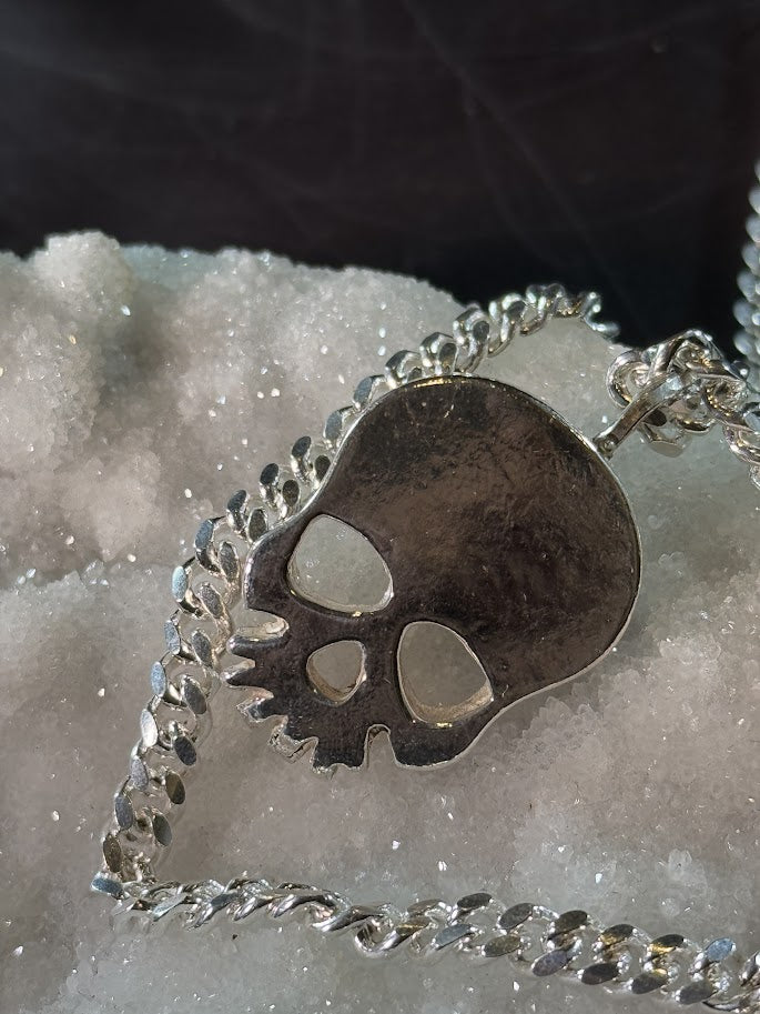 Anchor Skull Pendant -- Solid Silver