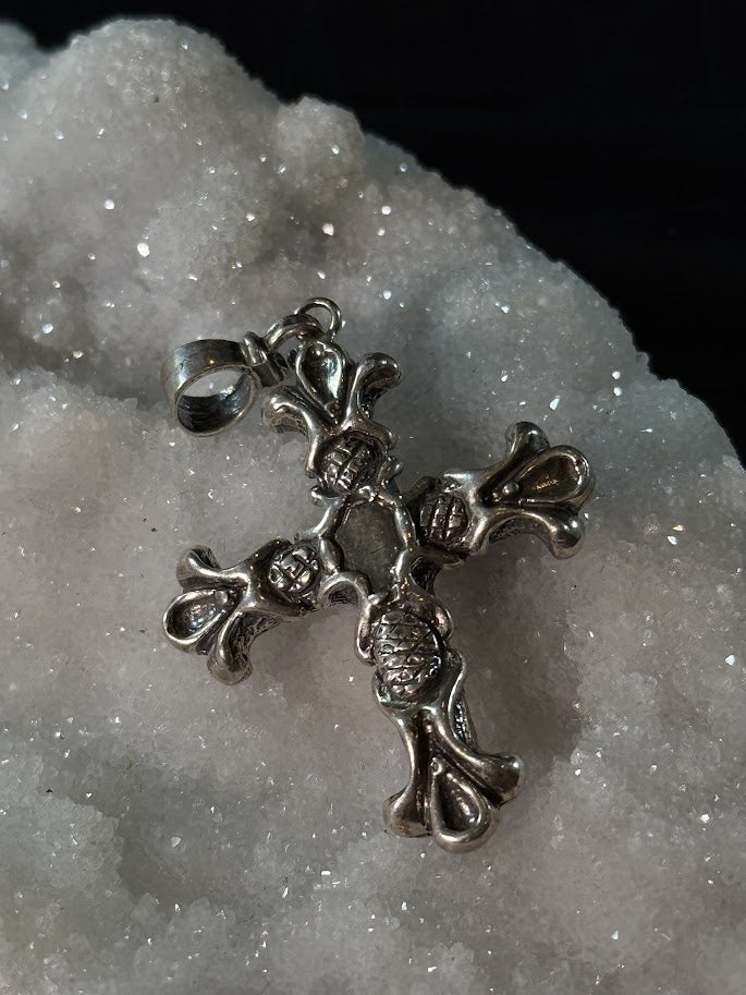 Fleur-de-Lis Cross Pendant -- Solid Silver