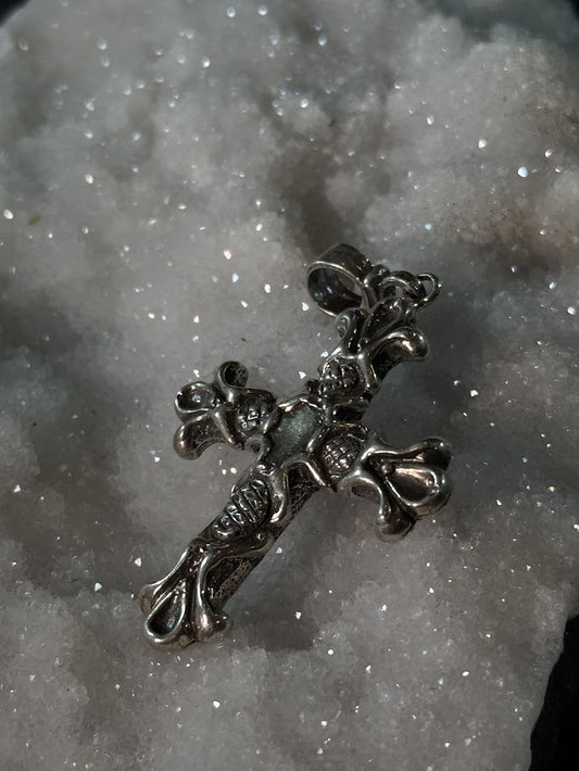 Fleur-de-Lis Cross Pendant -- Solid Silver