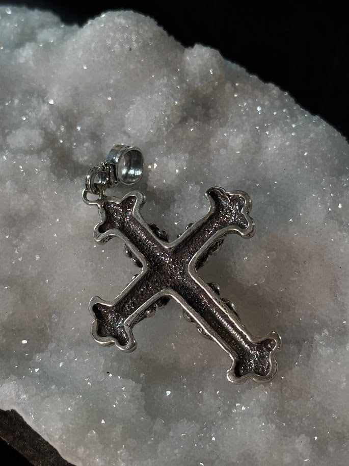 Fleur-de-Lis Cross Pendant -- Solid Silver