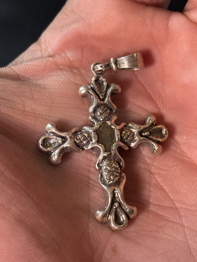 Fleur-de-Lis Cross Pendant -- Solid Silver