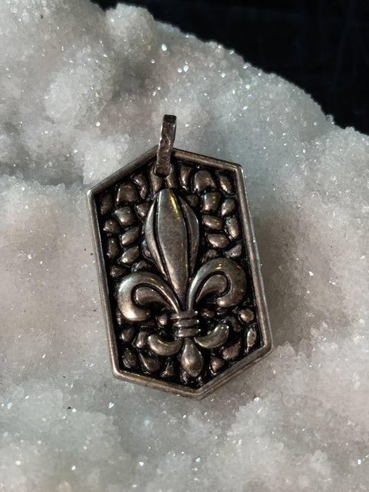 Fleur-de-Lis Emblem Pendant -- Solid Silver