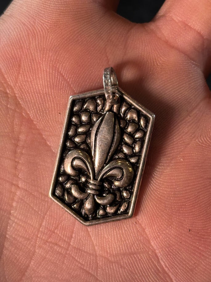 Fleur-de-Lis Emblem Pendant -- Solid Silver