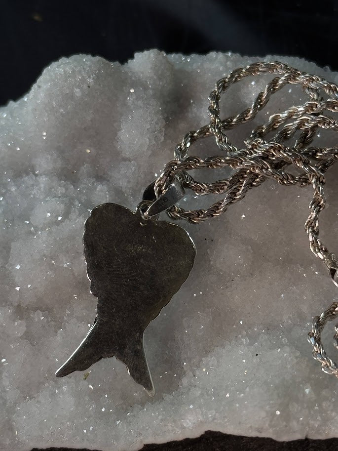 "Fallen Grace" – Blackened Silver Angel Wing Pendant