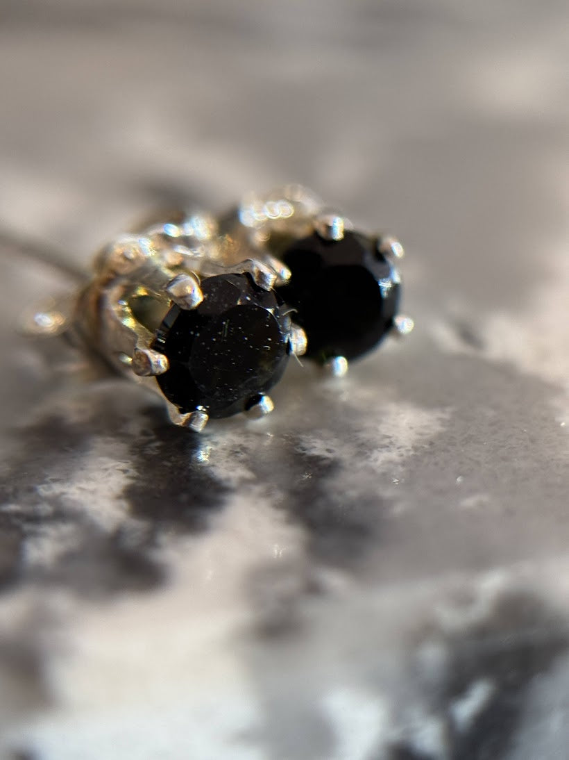 Dark Green Tourmaline Studs