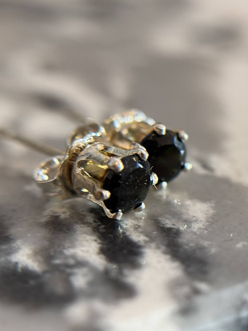 Dark Green Tourmaline Studs