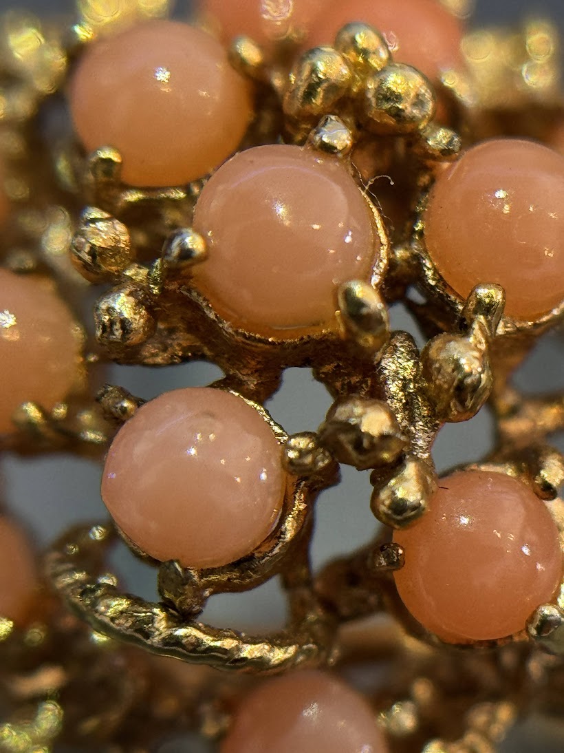 Angel Skin Coral Cluster Ring - One of One