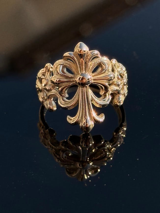 Fleur-de-Lis Cross Ring – Available in Silver & Gold