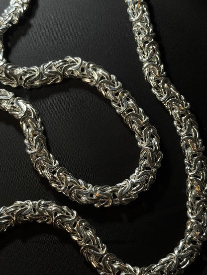 Sterling silver Byzantine chain — intricate woven links · Lukali & Co