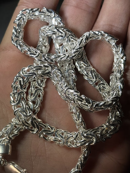 Sterling silver Byzantine chain — intricate woven links · Lukali & Co