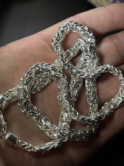 Sterling silver Byzantine chain — intricate woven links · Lukali & Co