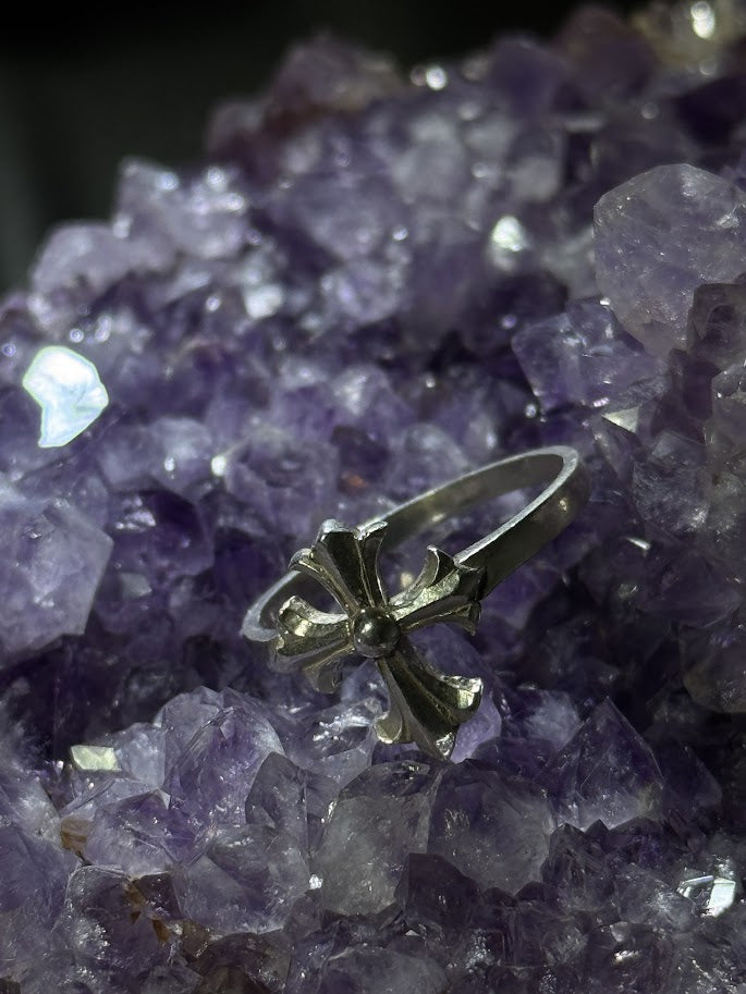 Mini Cross Ring -- Solid Silver