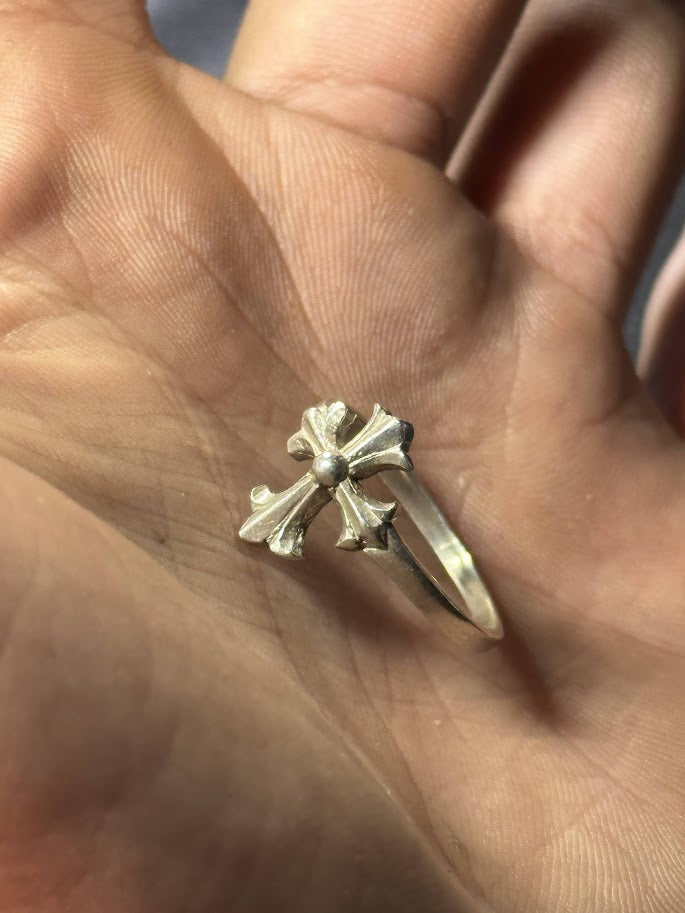 Mini Cross Ring -- Solid Silver