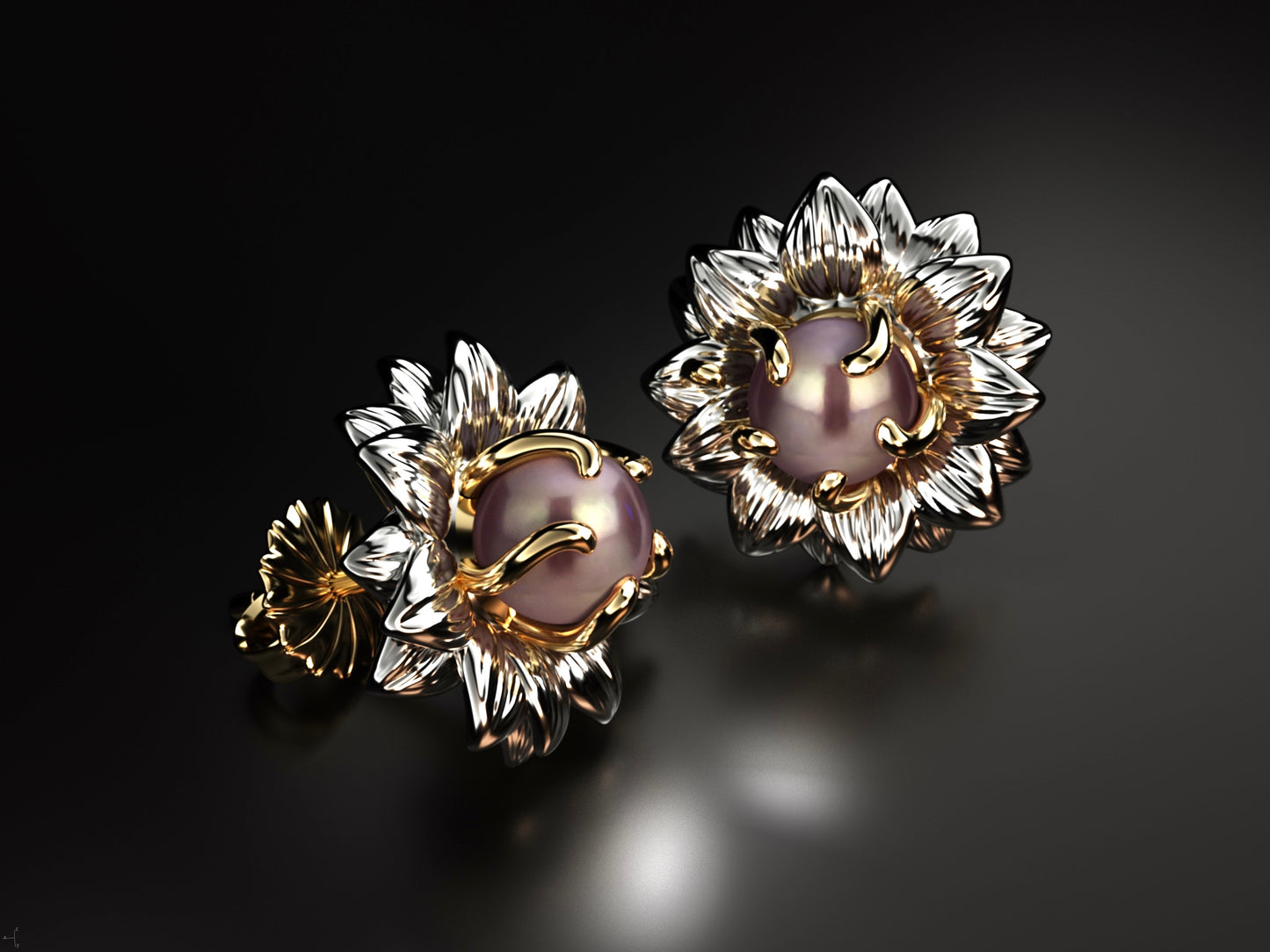 Our exquisite sunflower earrings are inspired by the timeless beauty of their namesake. Crafted with luxurious 14k yellow gold posts, sterling silver petals, and topped with a pink freshwater pearl, these earrings gracefully mimic a sunflower in full bloom.