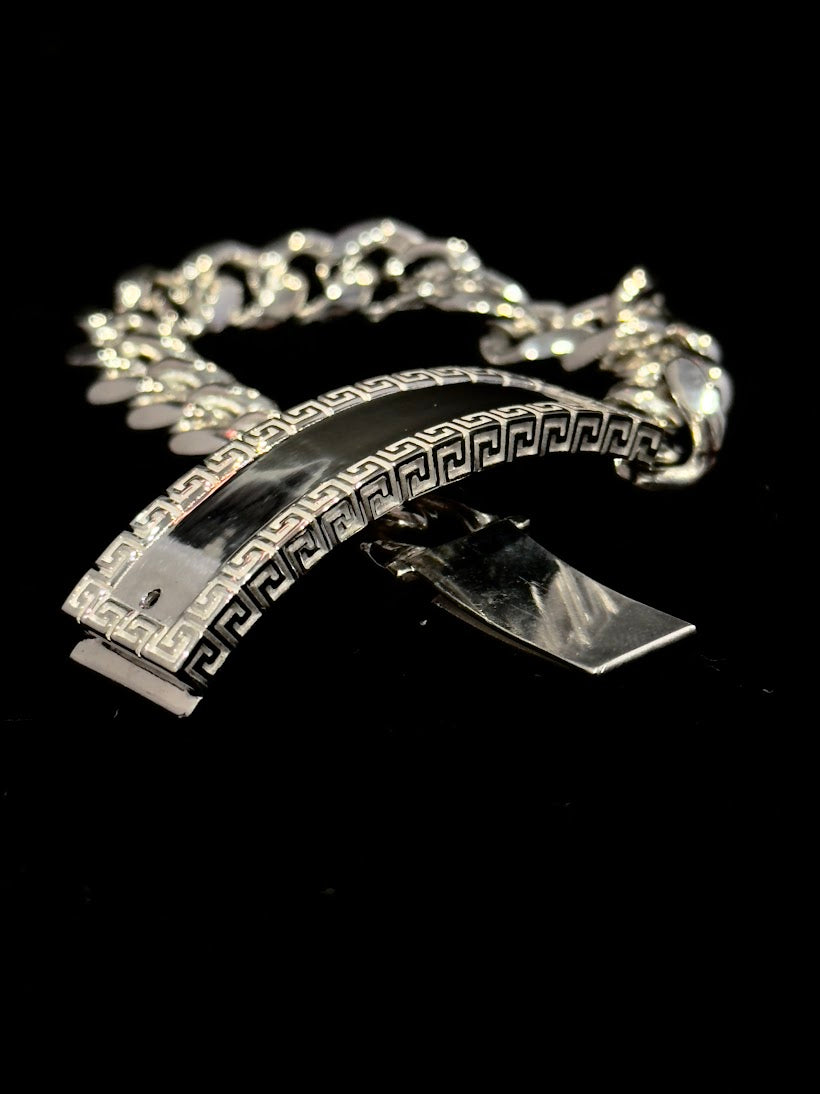 Cuban Greek Key ID Bracelet