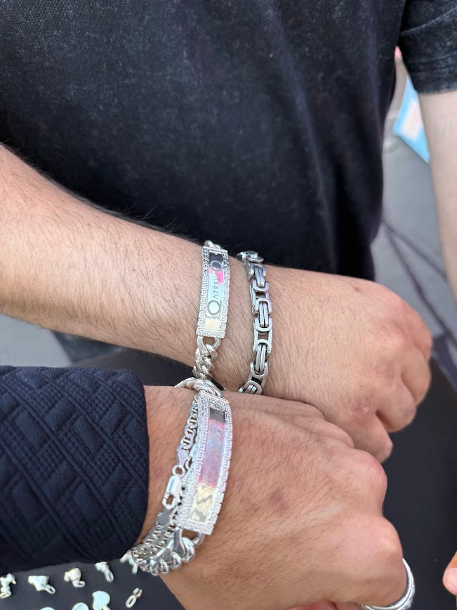 Cuban Greek Key ID Bracelet