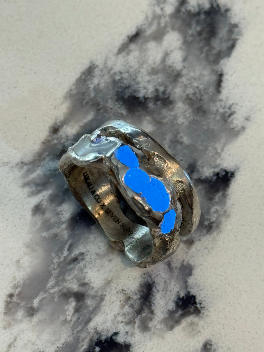 Ring with glow enamel, glowing in the dark