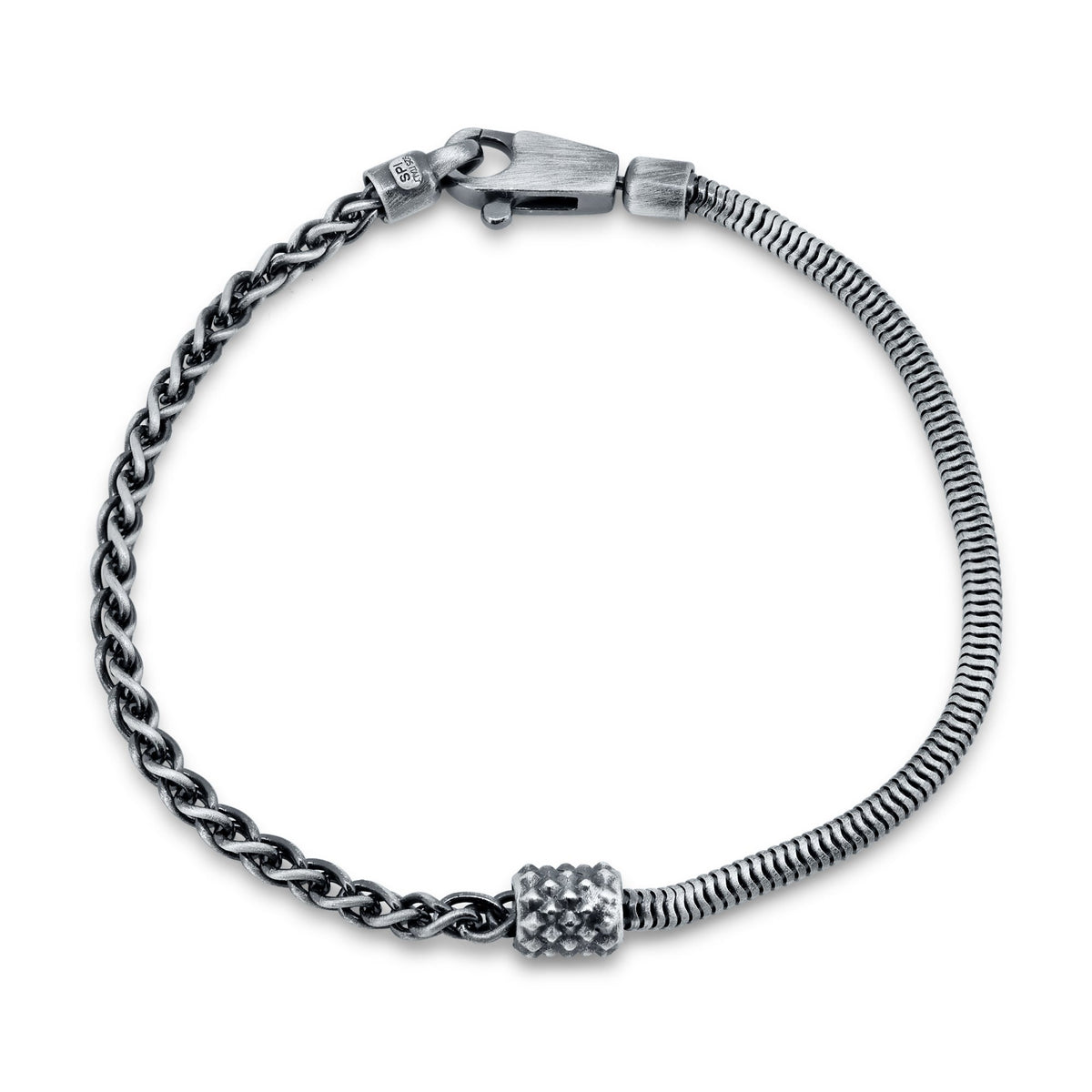Gunmetal Snake and Wheat Bracelet